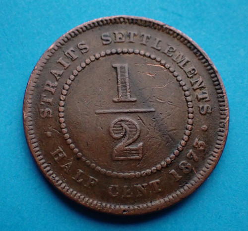 Straits settlements 2 half - settlements,, 1/2